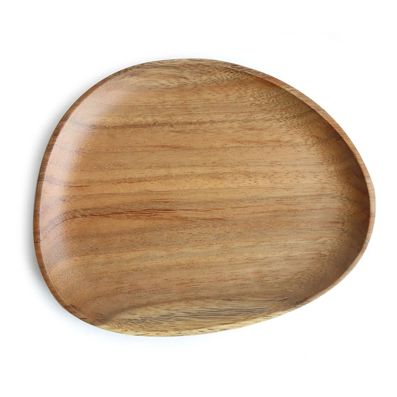 

Custom Solid Wood Dinner Plates Irregular Oval Serving Tray Fruit Dishes Dry Fruit Sushi Tea Tray Bread Wooden Plate Home Decor