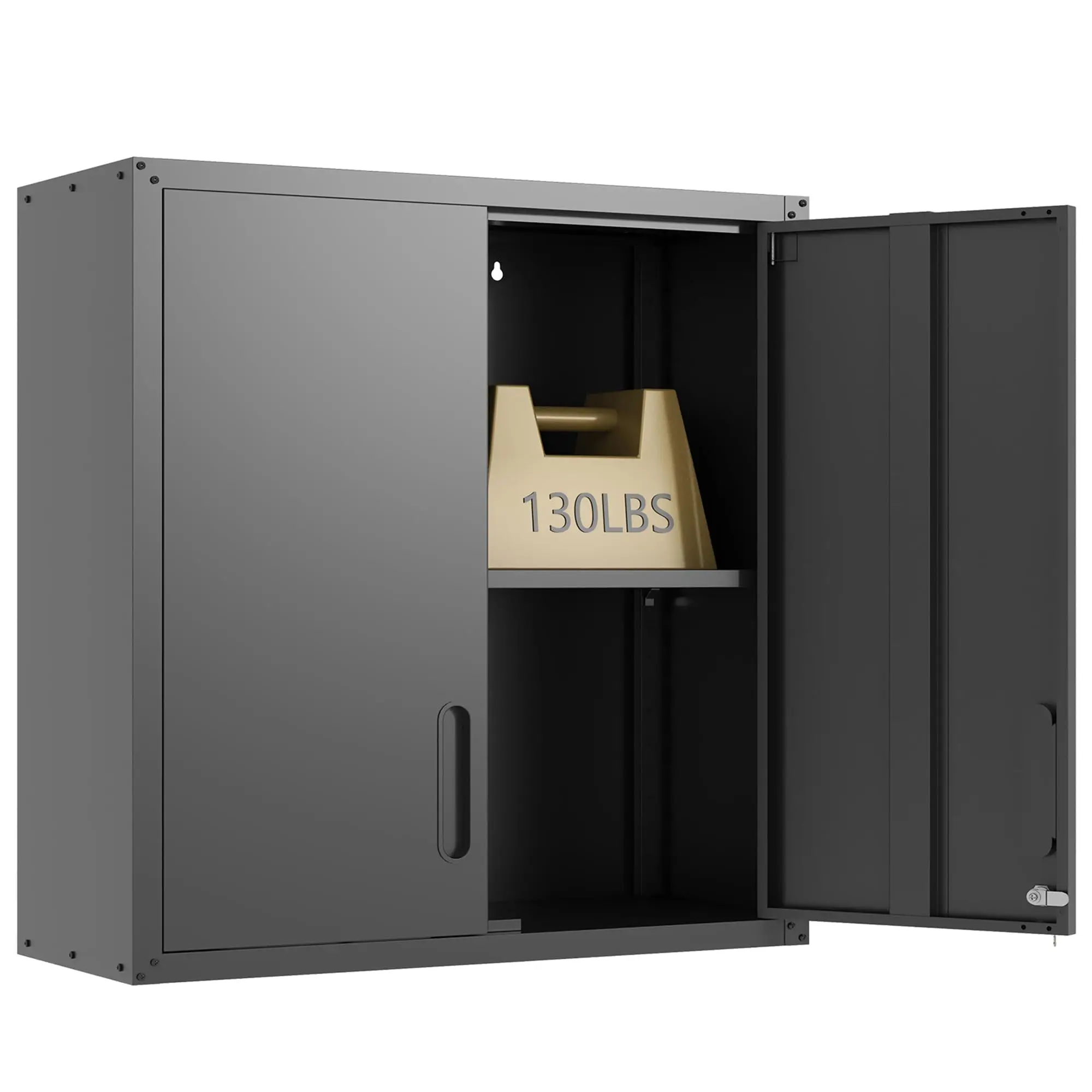 Garage Wall Cabinet with 2 Locking Doors Metal Storage Cabinet,Black