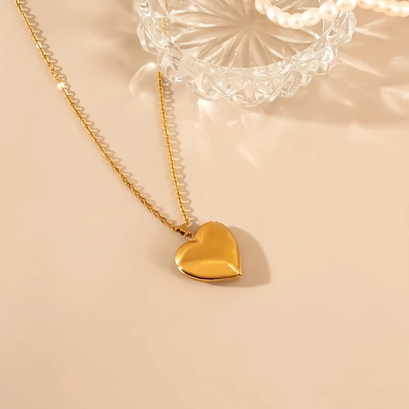 Personalisierte 1/2 Foto-Herz-Medaillon-Halskette, Individueller Bildanhänger, Modisches Geburtstagsgeschenk für Frauen, Einzigartiges Andenken – Detail 2