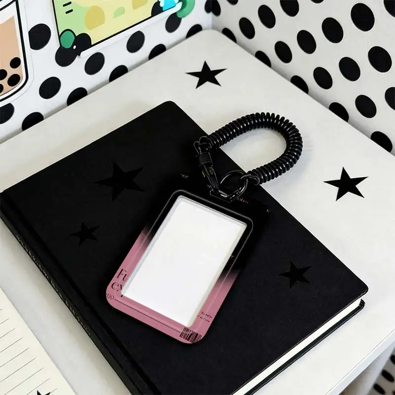 Card Protection Cover for Student Bus/Meal Card Protection Case Kpop Photocard Holder Stretchable Spring Cord Photo Protector