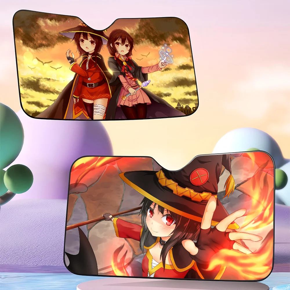 Cute Aqua Konosuba Heated Windshield Sunshade Car Window Windscreen Cover Sun Shade Auto Sun Visor Car-covers