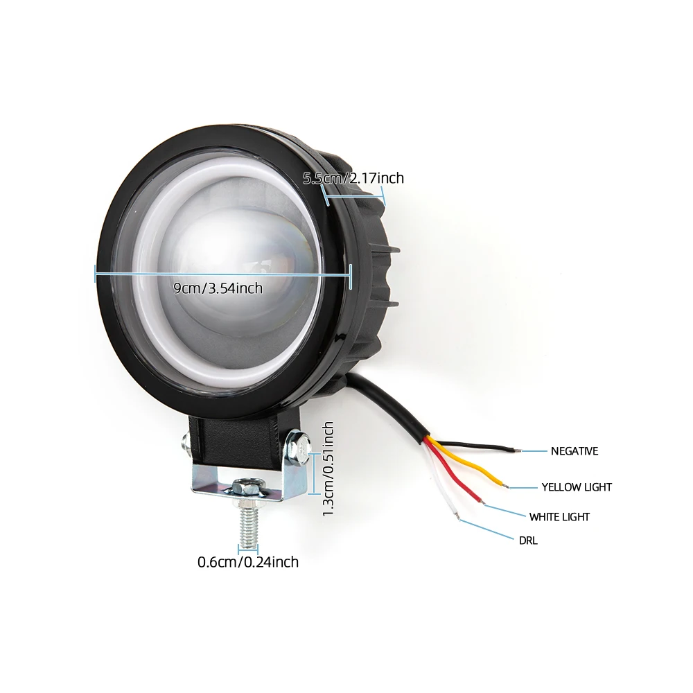 3inch LED Work Light Round Car Headlight Halo For Motorcycle Jeeps ATV SUV 12V 24V Angel Eyes Driving Lights