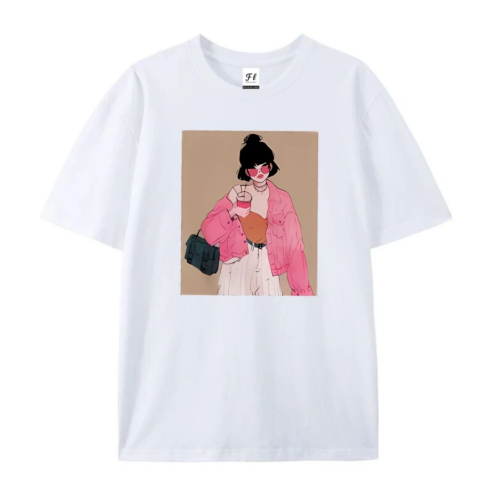 여성 티셔츠 Y2k O 넥 하라주쿠 빈티지 반소매 티 여름 통기성 부드러운 코튼 티셔츠 캐주얼 루즈 의류