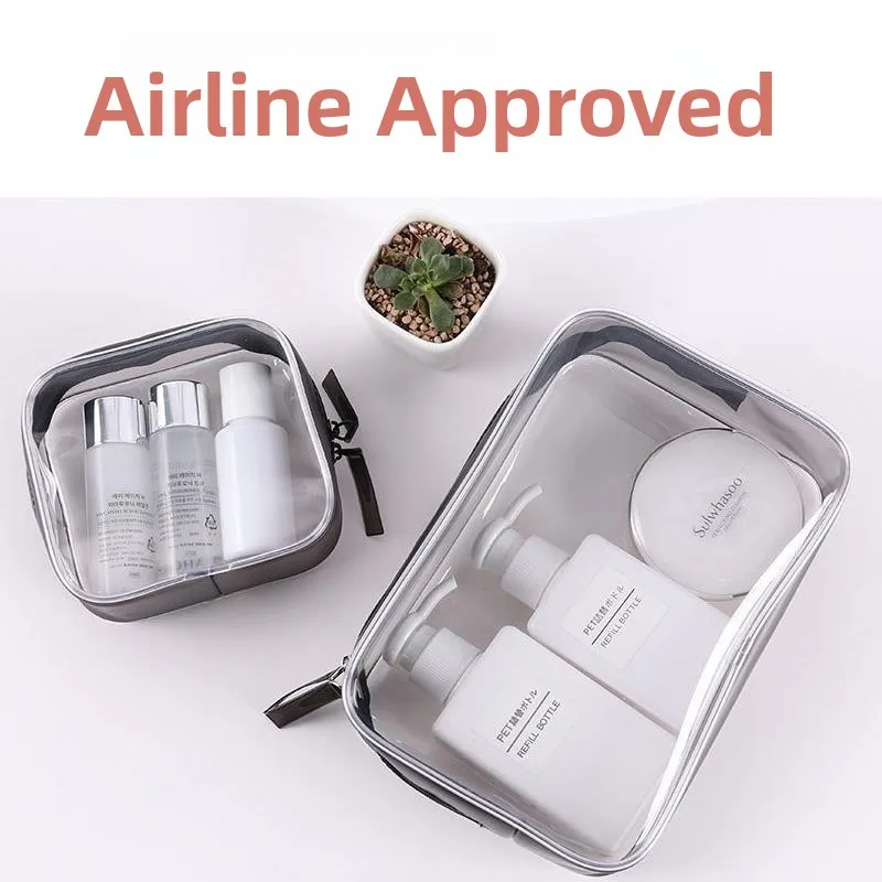 Bolsa de Almacenamiento de Cosméticos Transparente, Bolsa de Viaje para Líquidos, Bolsa de Seguridad para Viajes en Avión, Organizador de Almacenamiento