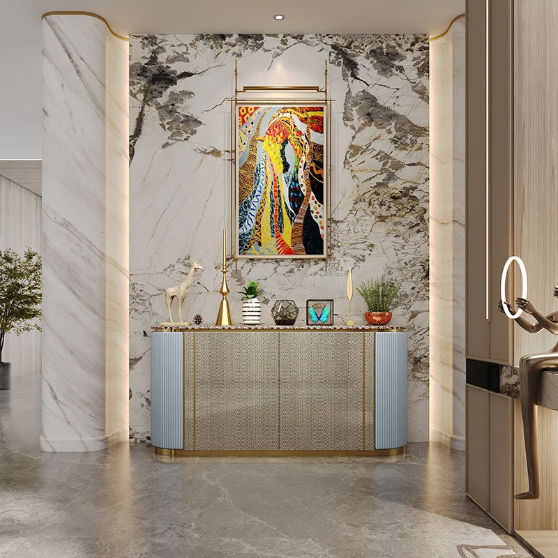 

Light luxury dining side cabinet, living room tea side cabinet against the wall, simple