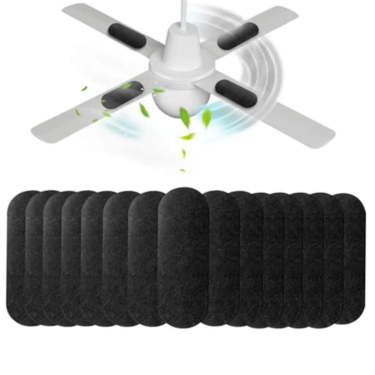 Time Saving 40 Pack Ceiling Fan Filters for Blades, Black Ceiling Fan Pads, Dust Catcher Activated Coconut Carbon Ceiling Fan Fi