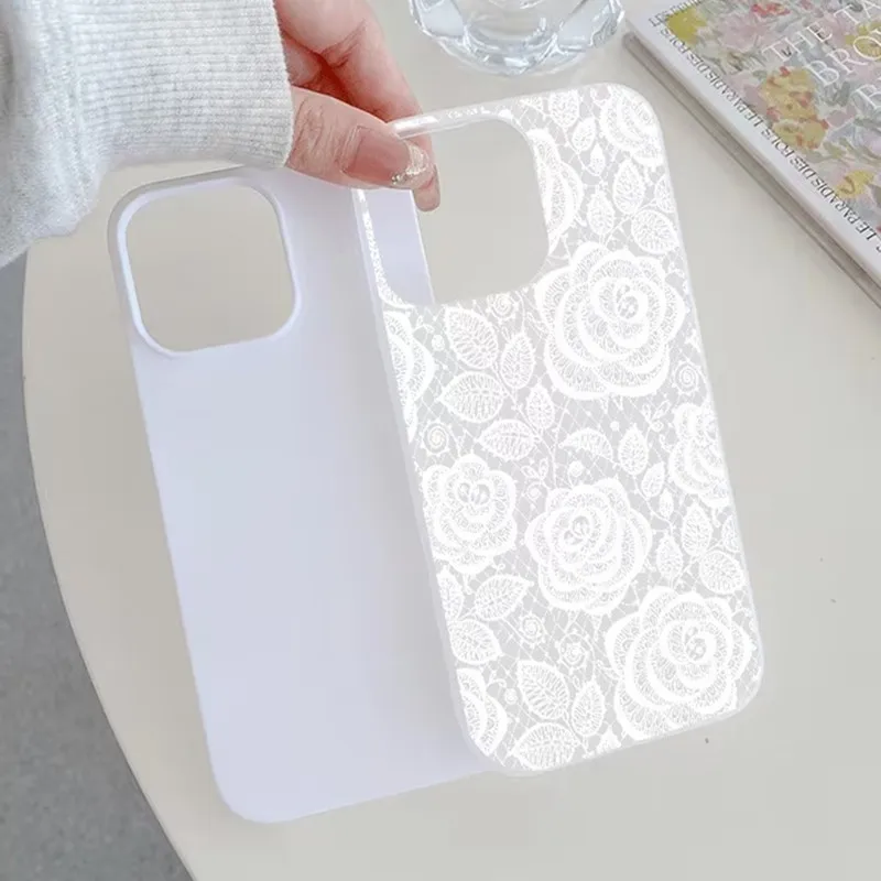 Funda Protectora para Teléfono con Diseño de Flores de Encaje Blanco para Samsung Galaxy A16 A26 A36 A56 A55 S25 FE S24 Ultra S23 Plus S22