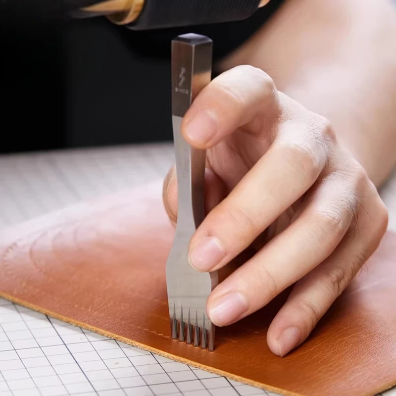 handmade DIY tools multi-tooth steel chopping hexagonal European positive chopping leather punching suture method chopping