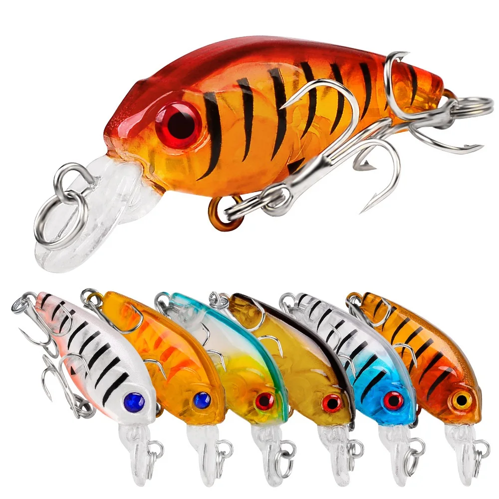 

1pcs 15 Style 4.5CM 3.5G Luya Fishing Lure Crank Bait Float Rock Minnow Plastic Bait Mini Luya Bait 6# Hook Fishing Tackle Gears