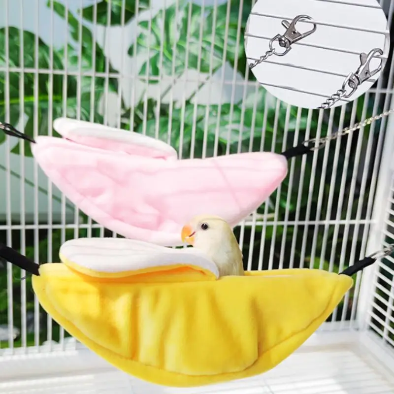 New Banana Hamster Bird Rat Soft Bed Hammock Hanging Swing Moon Boat Bed Hanging Nest Bed Small Animals Nest Small Pet Supplies