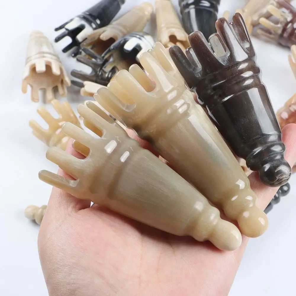 Scalp Massager Brush Ox Horn Massage Comb Acupoint Gua Sha Scrapping Head Long Pointed Shampoo Comb Wide Tooth