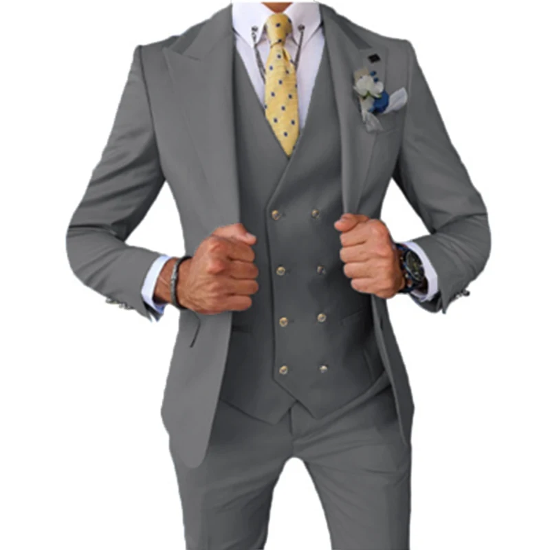 2023 Men 13 Colors Summer Wedding Suits Double Breasted Half Sleeve Blazers Pant Casual Jacket Coat Trousers 2 Pieces Set