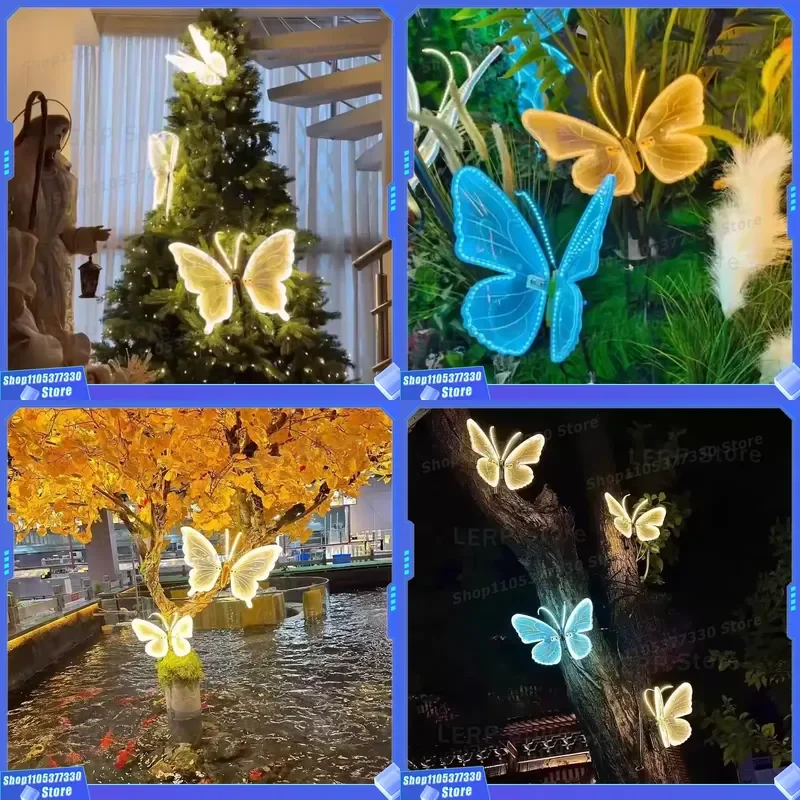 Waterproof Butterfly LED String Lights Outdoor Garden Landscape Decoration Electric Fairy Light for Christmas Mall Party