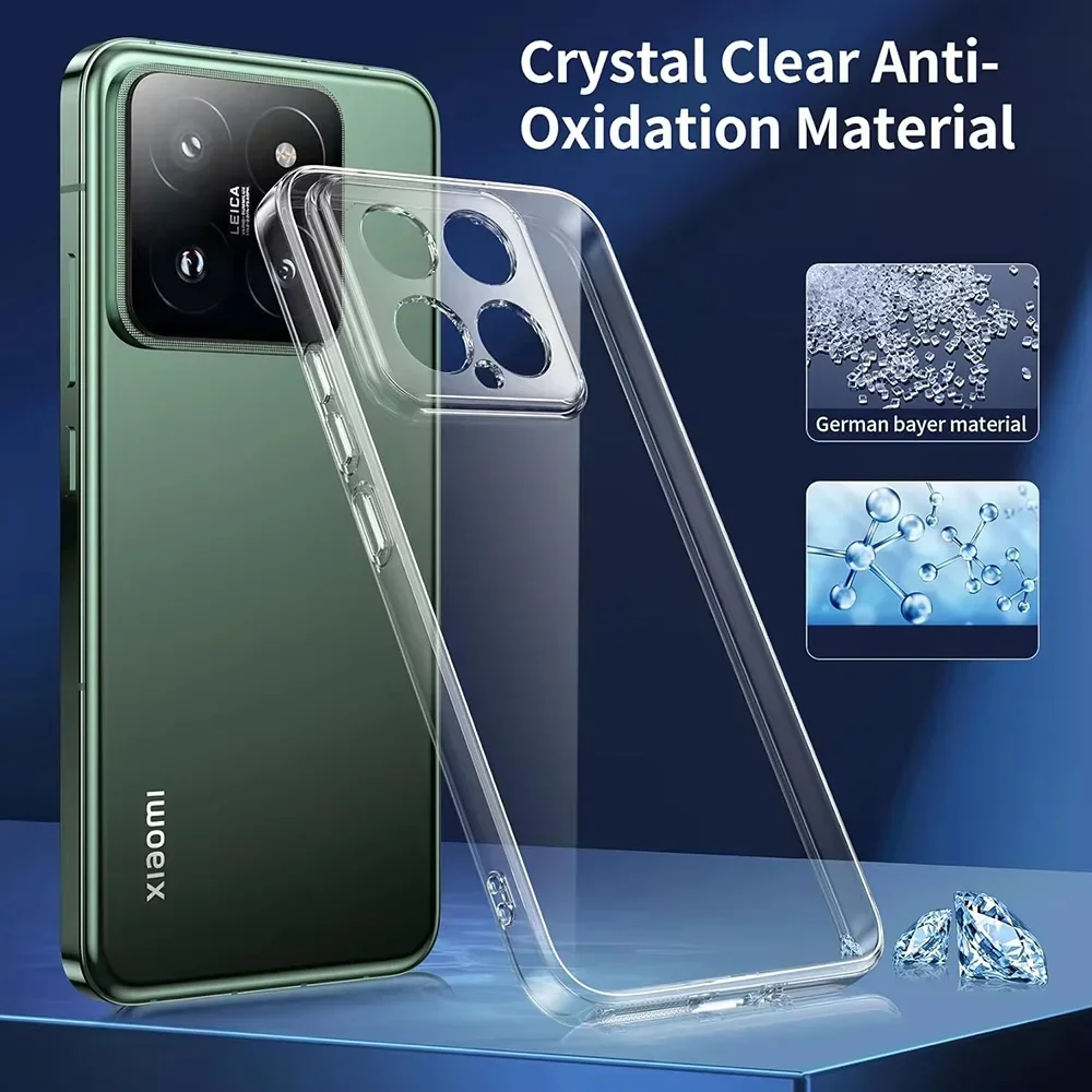 Прозрачные силиконовые противоударные чехлы для телефонов для Xiaomi 14 13 12 12S 11 14T 13T 12T 11T 10T Pro Ultra, полный защитный чехол для камеры