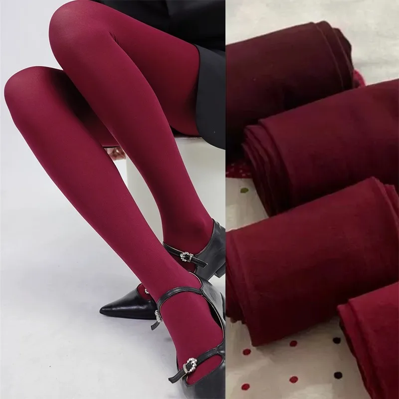 1/2Pcs Sexy Wine Red Stocking Women Girl Burgundy Thin Thick Elastic Tight Vintage Anti-Hooker Comfortable Pantyhose Accessory