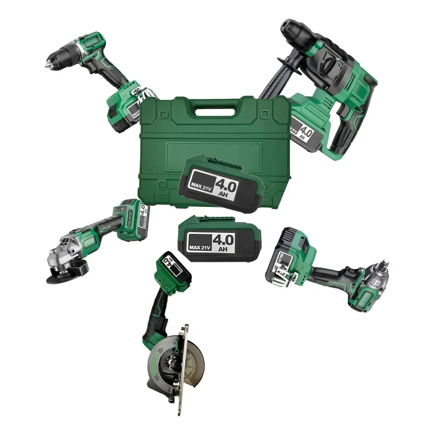 Brushless Multifunctional Combination Cordless Power Tool Set Stainless Steel Lithium Battery with OEM Hard Case Support