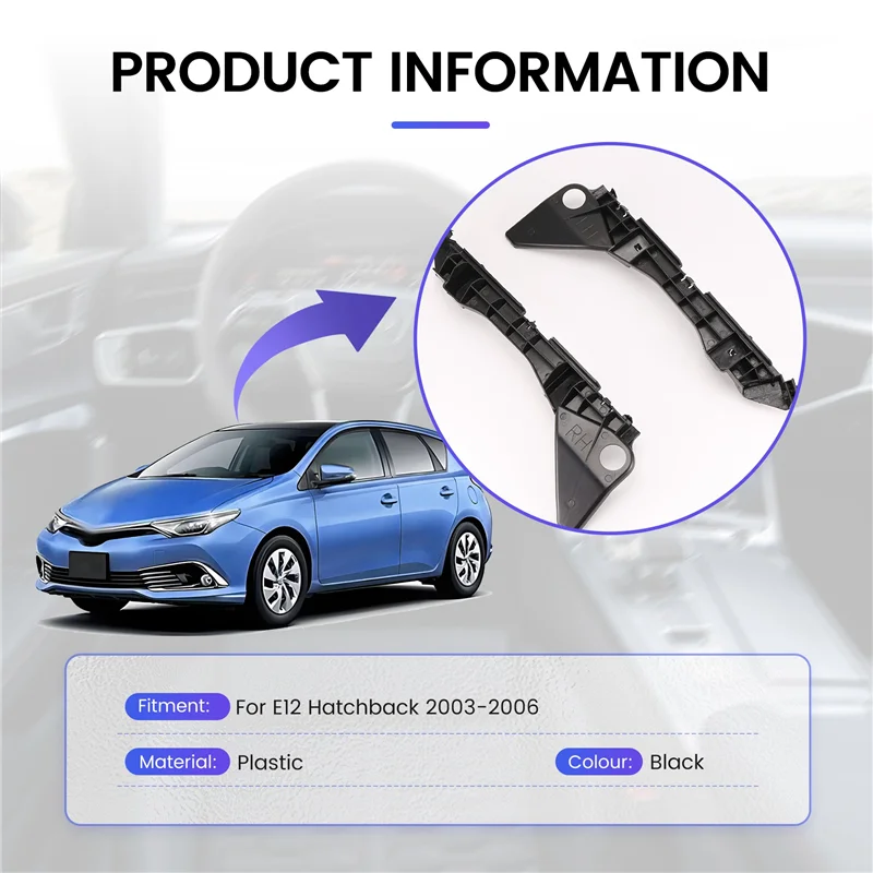 

Классический-2 шт. монтажный держатель переднего бампера для Toyota Corolla E12 хэтчбек 2003-2006, кронштейн переднего бампера 52536-13020 5253602020