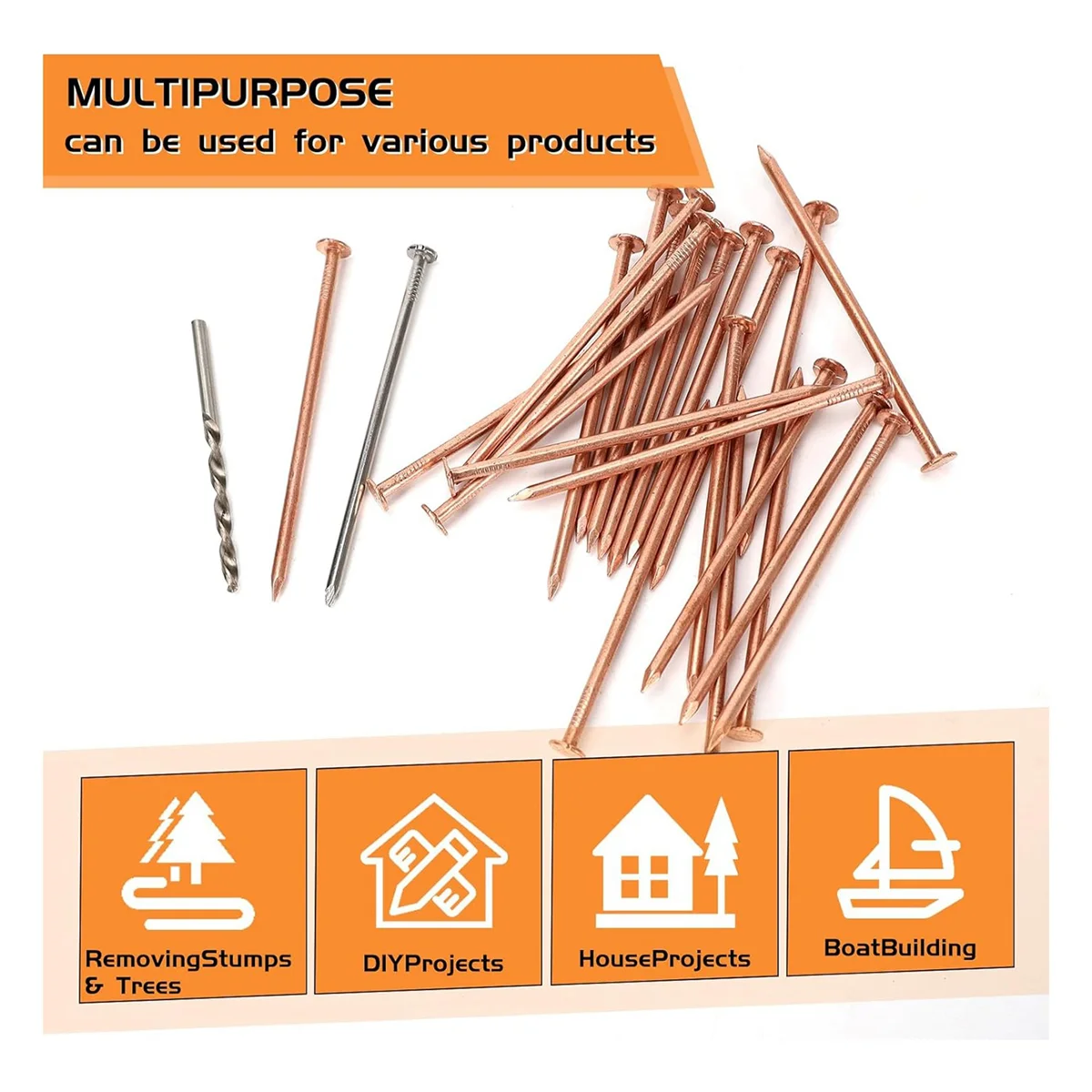 25 Stück Kupfer nägel zum Töten von Bäumen, 3,5 Zoll reine Kupfer nägel Bulk, Stumpf entfernung Spikes Hardware Nägel für Bäume