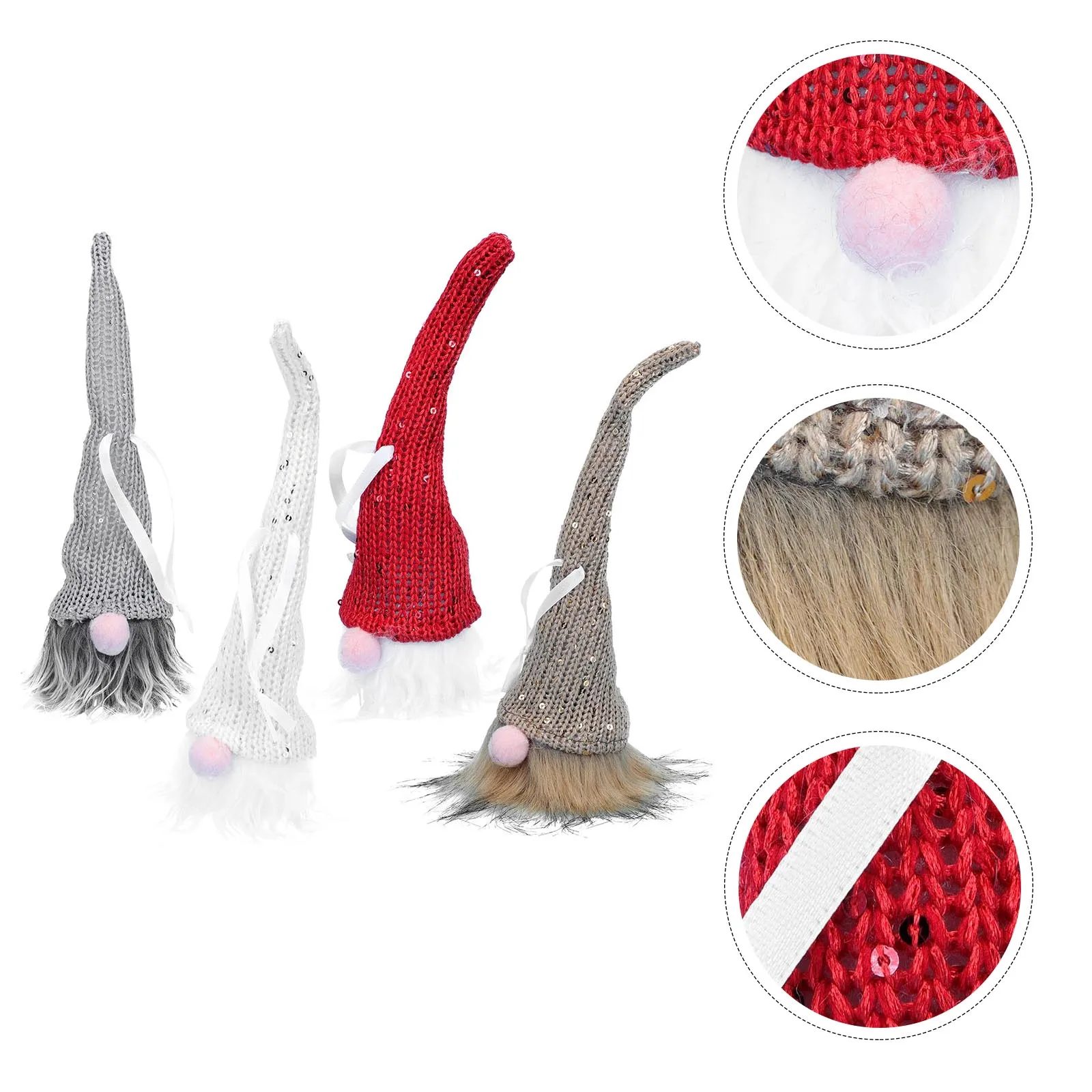 

4pcs Luminous Faceless Elf Pendant LED Decorations for Christmas Tree Ornament Rudolph Hanging Nordic Wool Plastic