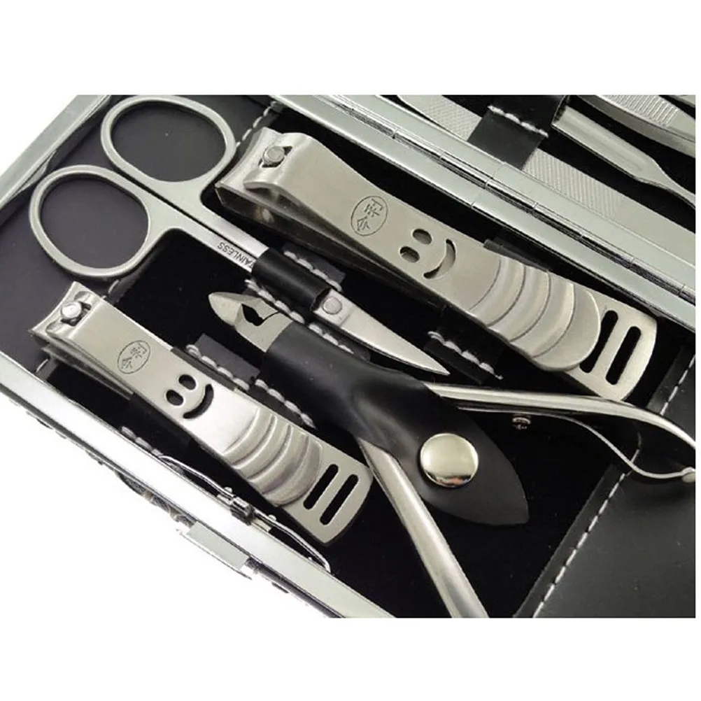 

12Pcs Nail Care Set Stainless Steel Manicure Pedicure Grooming Kit Plant Print PU Bag Professional Travel Tools