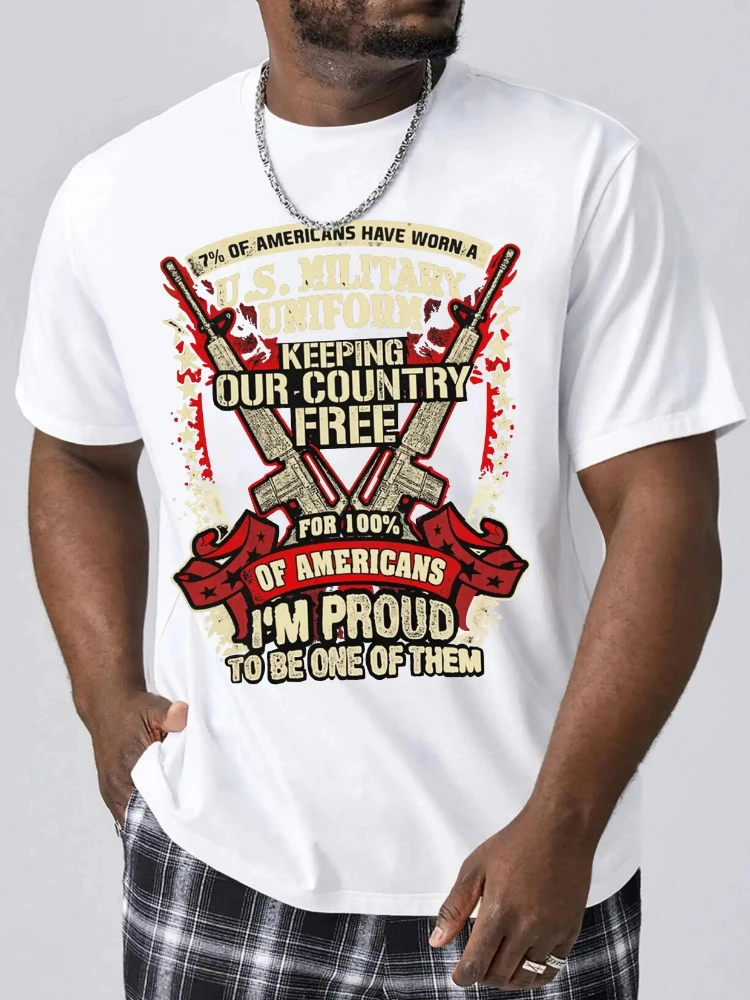 Camiseta de hombre con estampado de manga corta y cuello redondo, 100% algodón, diseño del 71.º aniversario de la marca Military Tall M1 Garand Rifle&Dog Tags.