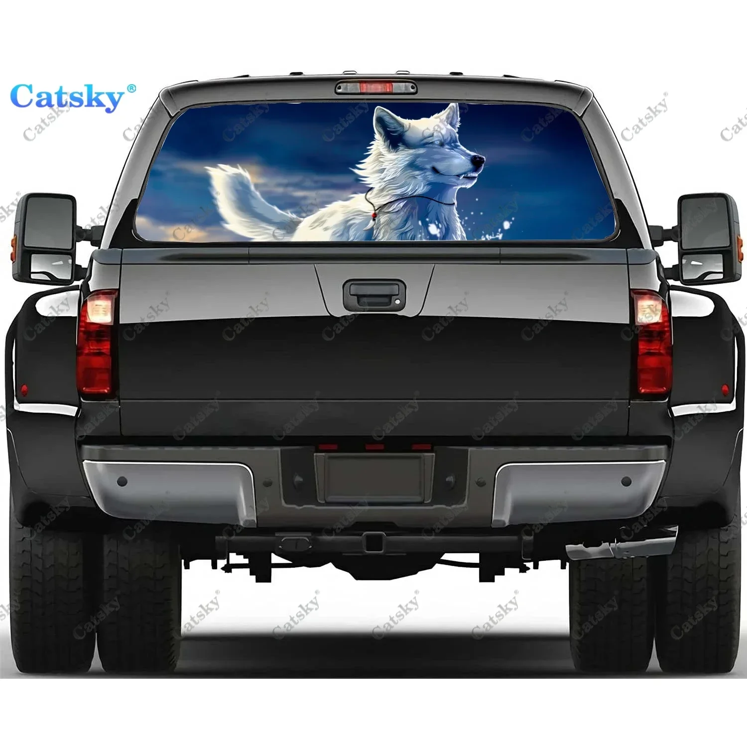 

Angry Wolf Rear Window Decals for Trucks,Pickup Window Decal,Rear Window Tint Graphic Perforated Vinyl Truck Stickers