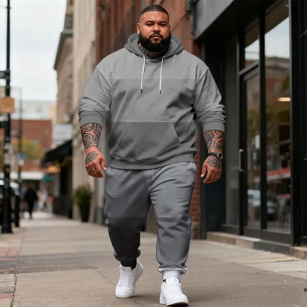 

Мужская повседневная толстовка больших размеров S-9xl с клетчатыми и текстурными акцентами — теплый наряд из двух предметов, высококачественная ткань,