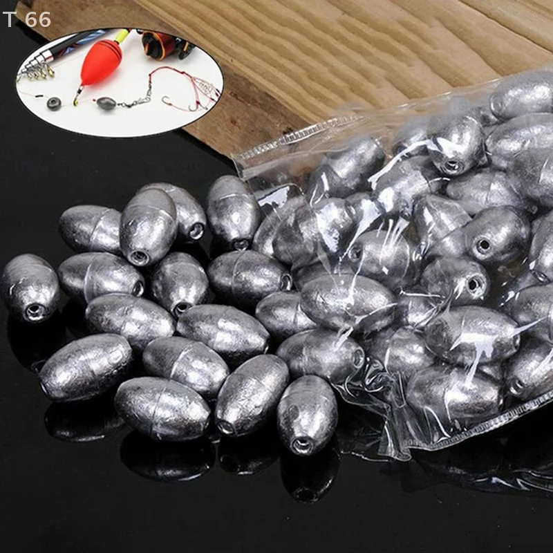 100 Pcs For Saltwater Freshwater Olive Shape Fishing Sinker 0.5/1/2g Oval Drop Shot Bass Fishing Weight Casting Sinkers