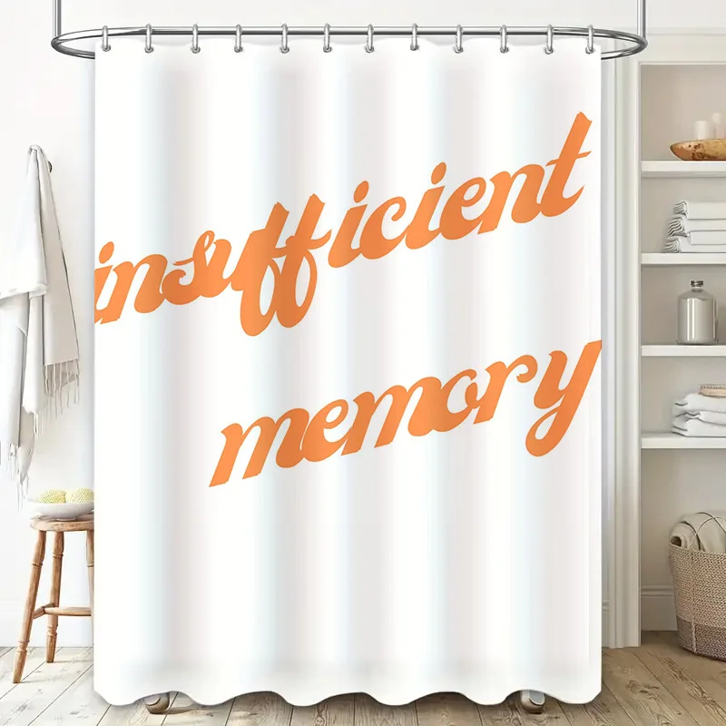 Insufficient Memory Shower Curtain Modern Bathroom Decor Orange Typography Wall Hanging for Home Decoration