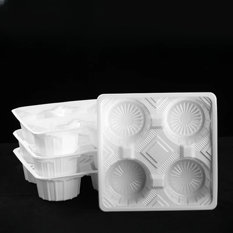 Disposable Milk Tea Cup Holder Plastic Coffee Beverage Takeaway Packaging Double Cup 4 Holes Fixed Grid Anti Scattering Tray