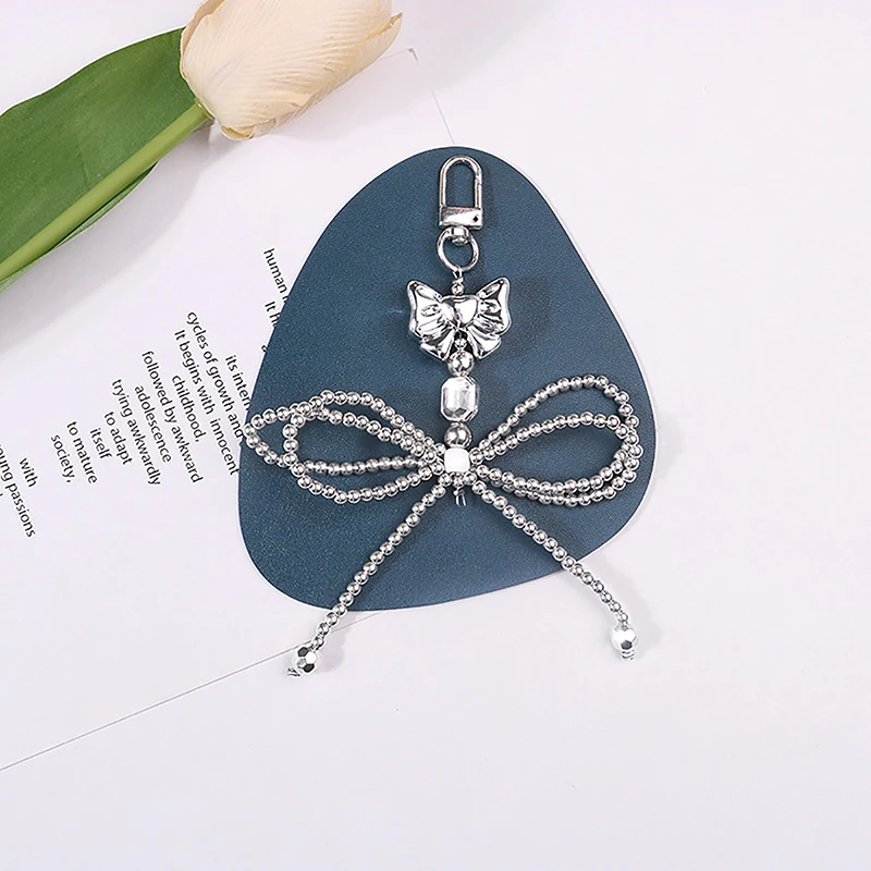 

Cute Beaded Bow Bag Pendant Keychain Fashion Kawaii Charms Pendant For Women Girls Delicate Schoolbag Decoration Gifts