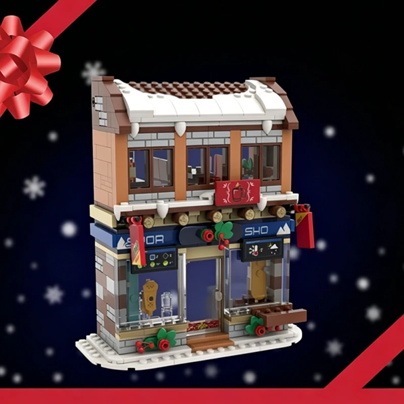 

Street View Model MOC Building Bricks Sports Shop And Coffee Lodge Modular Technology Assemble Children Toys Suit Gifts Holiday