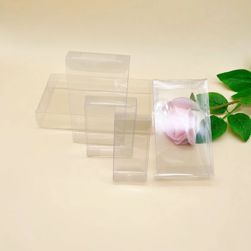 50pcs 2xBxC Clear PVC Transparent Candy Box for Jewelry Packaging Box Christmas Wedding Plastic Gift Boxes Storage Open 2 Side