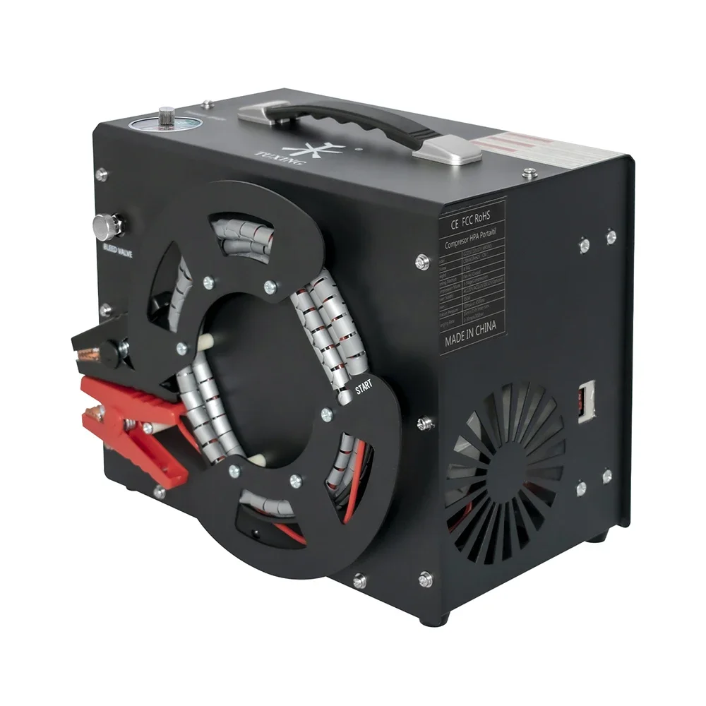 Imagem -06 - Tuxing-pcp Compressor de ar com Built-in 12v 300bar 4500psi Alta Pressão Adaptador de Energia Portátil Ventilador Auto-stop Txes062