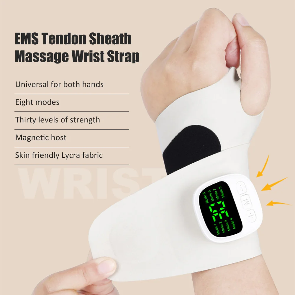 EMS Wrist Massager Electric Vibration Hand Guard Band Wrist Strap Microcurrent Relieves Tenosynovitis Massage Tools Rechargeable