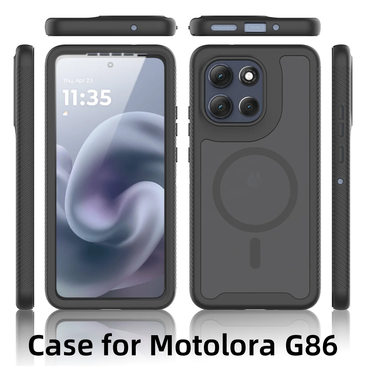 Ochronne szkło PET, odporne na wstrząsy, pancerne etui magnetyczne na telefon Motorola Moto G15 G35 G55 G06 G56 G86 Power, półprzezroczysta tylna obudowa — zdjęcie produktu 6