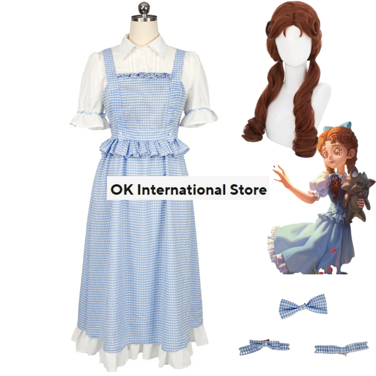 Game Identity ⅤMemory Dorothy Little Girl Cosplay Costume Edgar Valden Kids Dress Wig Children Adult Woman Kawaii Halloween Suit