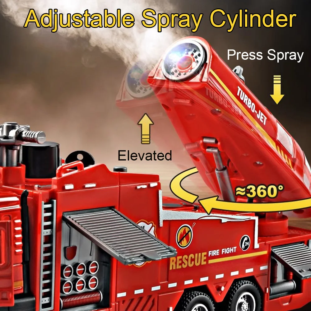 Camion de pompier en Spray 1:32, modèle de voiture moulé sous pression, jouets, portes en alliage, son ouvert, lumière, véhicules d'ingénierie, décoration de maison, ornements