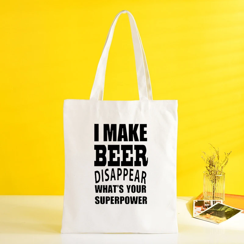 

(Boutique handbag)New I Make Beer Disappear What'S Your Superpower Printing Tote Bag Women Lady Crossbody Messenger Satchel