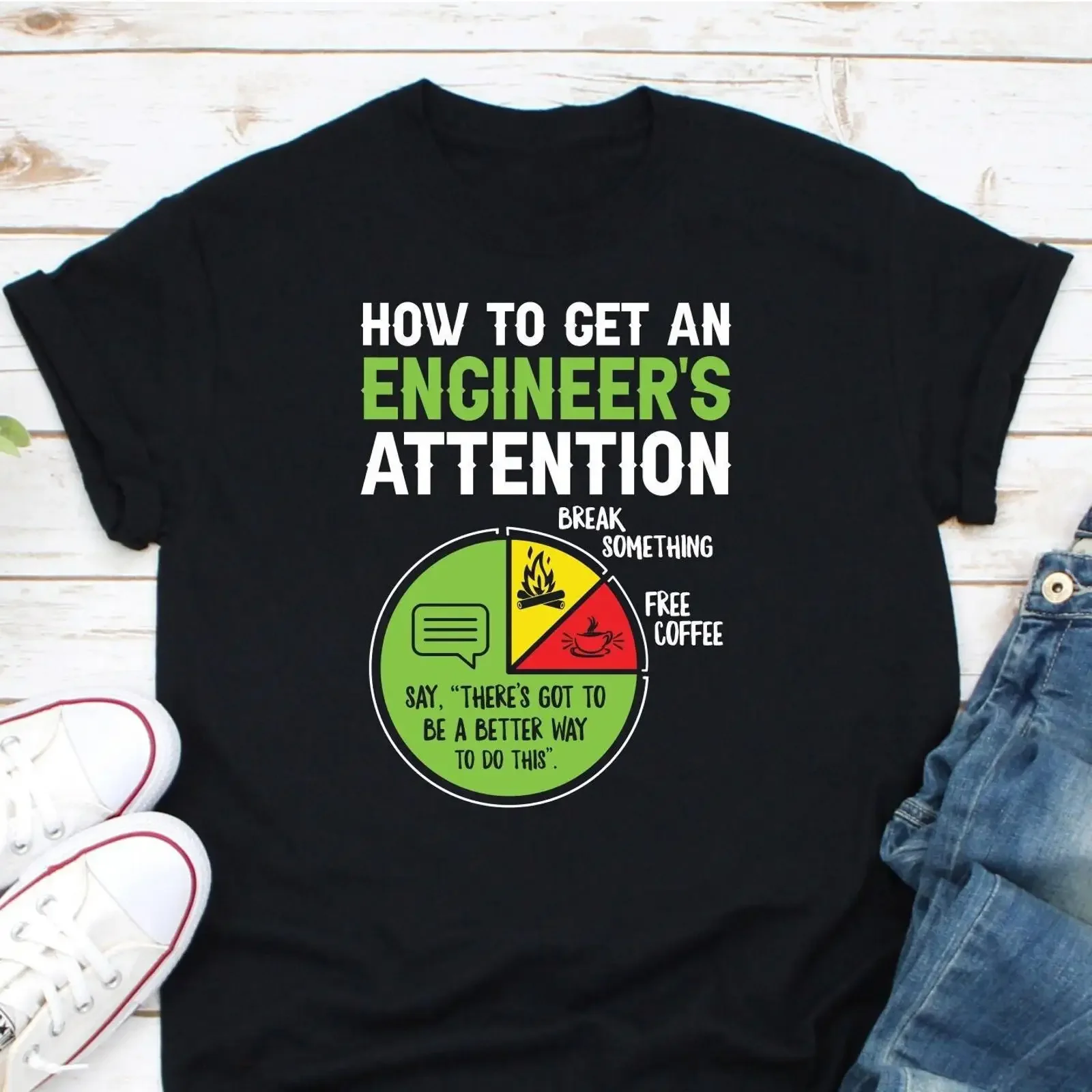 How To Get An Engineer's Attention Funny T Shirt Engineering Coffee Humor For Engineer Programmer vintage Washed Versatile