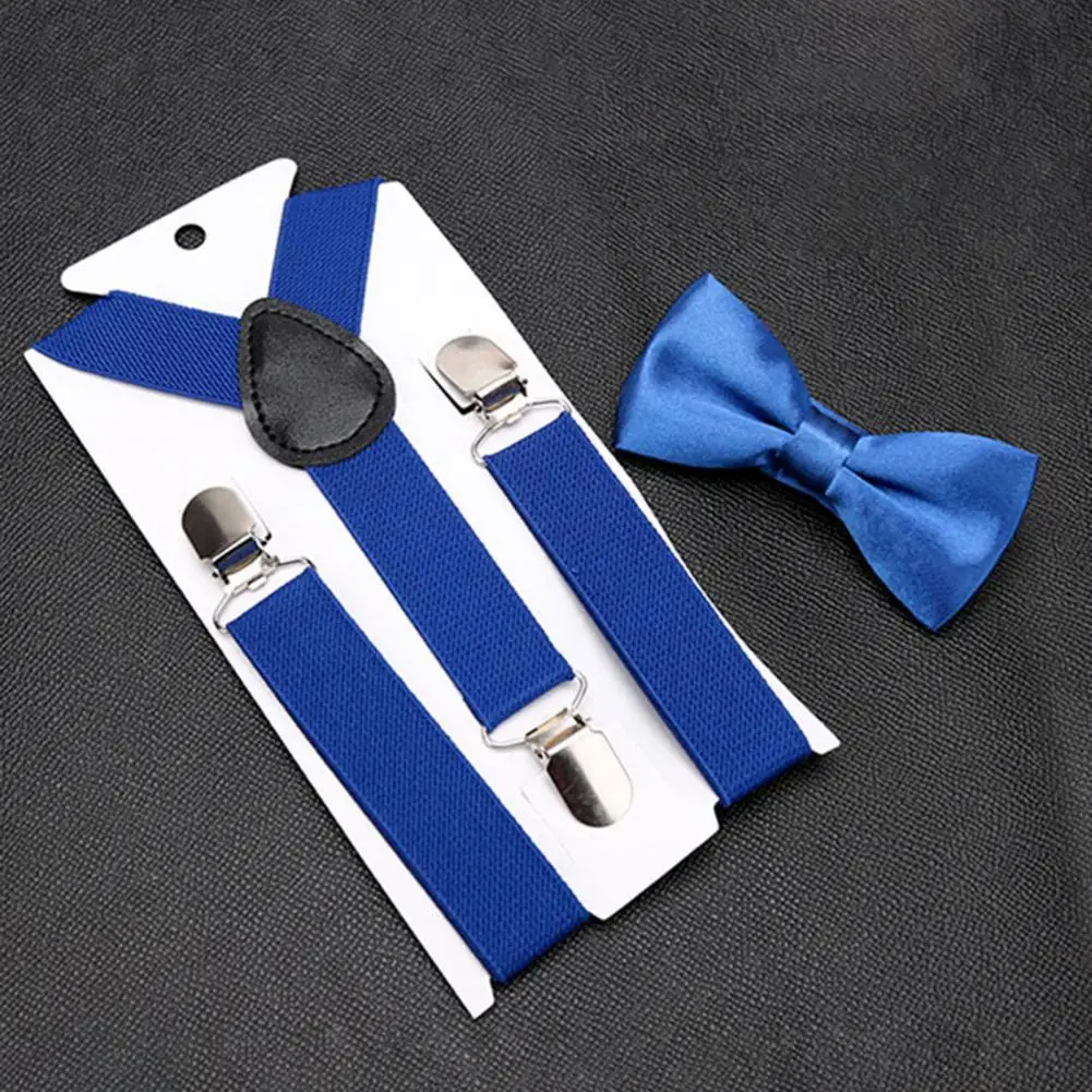 Crianças arco suspender cinto suspensórios elásticos gravata conjunto combinando smoking terno menino menina bowtie casamento ajustável y-back cinta cinto