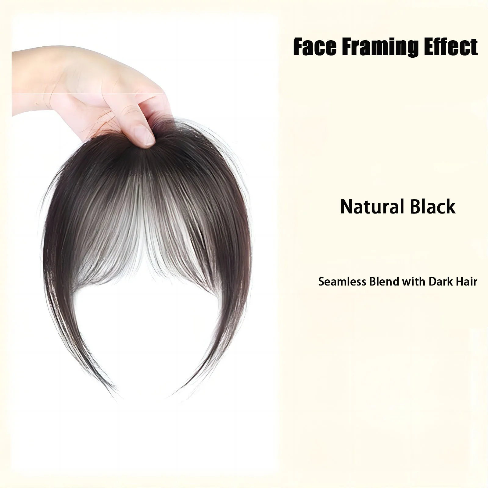 Synthetischer Clip-in Air Bangs Haarteil Unsichtbarer Gesichtsrahmen-Fransen Natürlicher Look Leichtgewichtige Fake Bangs Haarverlängerung für Frauen – Detail 4