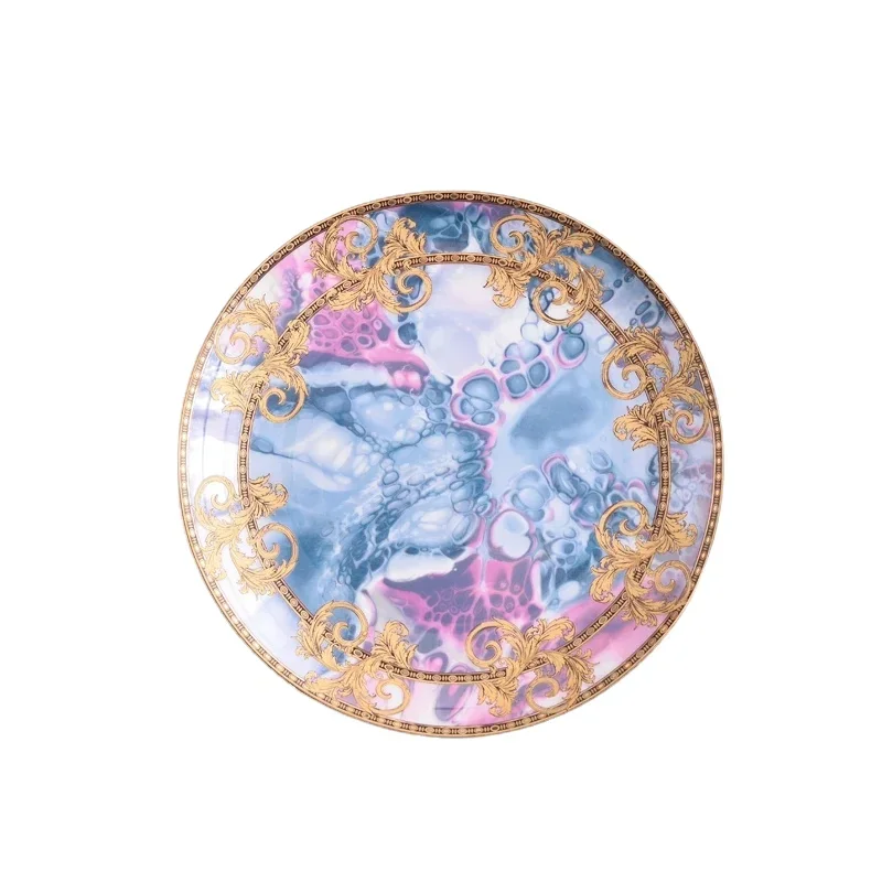 New Electro-Optic Double Lion Series Tableware Flat Plate 12/8/10.5 Flat Plate Western Cuisine  Dim Sum Plate Display