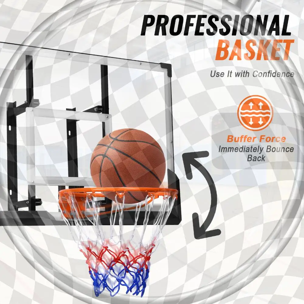

Wall Mounted Basketball Hoop Basketball Goal Backboard and Rim Indoor Outdoor Basketball Hoop for Kids Adults