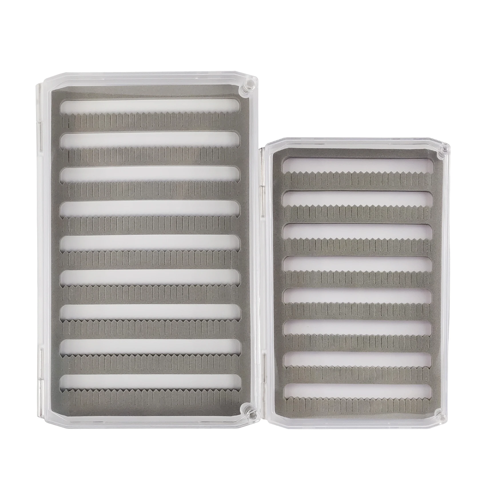 

2pcs Super Slim Clear Transparent Plastic Box With Two Types Of Foam Fly Fishing Boxes Hold Flies