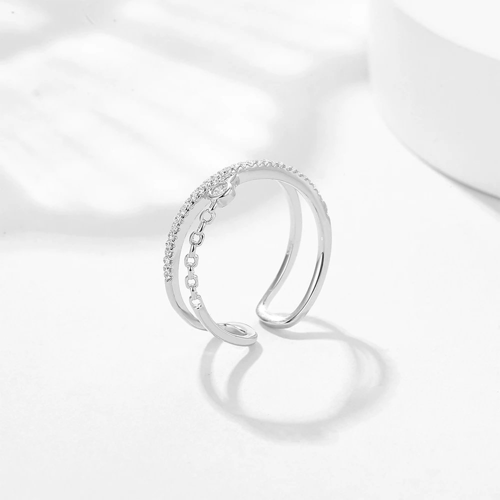 RYJU Minimalist Stacking Crossed Wedding Bands Rings For Women 925 Sterling Silve CZ Zircon Rings Jewelry Modern Rings