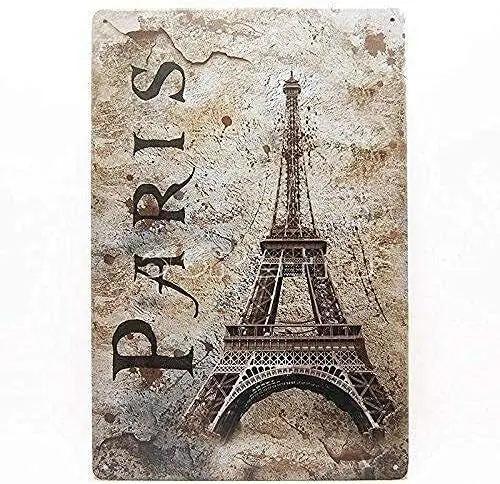 Vintage Tin Sign Eiffel Tower Paris Funny Novelty Metal Sign Retro Wall Decor Entryway Decor Gallery Wall Signs Vintage Plaque P