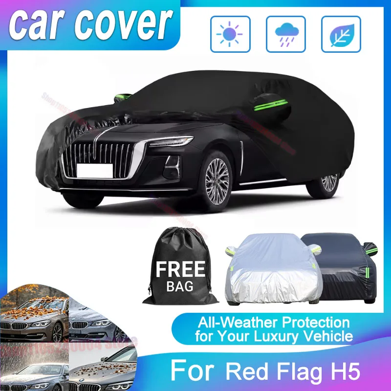 For Red Flag H5 Full Car Cover, Outdoor Waterproof Dustproof Snow-Resistant Sunshade Vehicle Protection Accessories