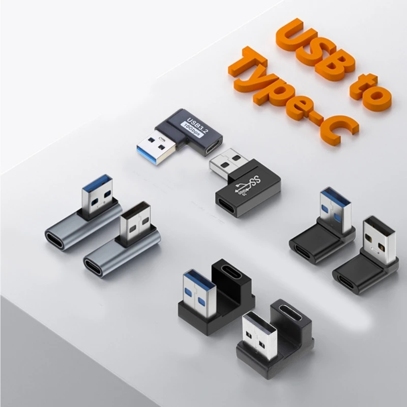 ADWE 90 องศาขวาขึ้นลงมุม USB3.0 ชายประเภท C หญิงอะแดปเตอร์สำหรับแล็ปท็อป PC เครื่องชาร์จ extension Converter