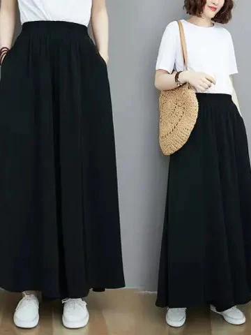 

Широкие брюки больших размеров, модные свободные брюки с высокой талией, прямые длинные брюки для женщин больших размеров, летняя повседневная одежда